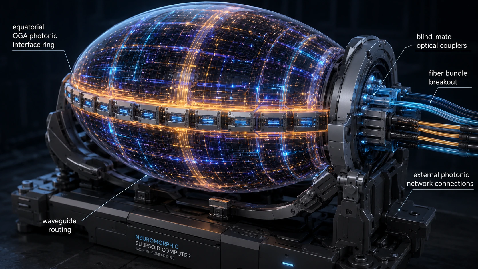 Photonic interface ring on a neuromorphic ellipsoid