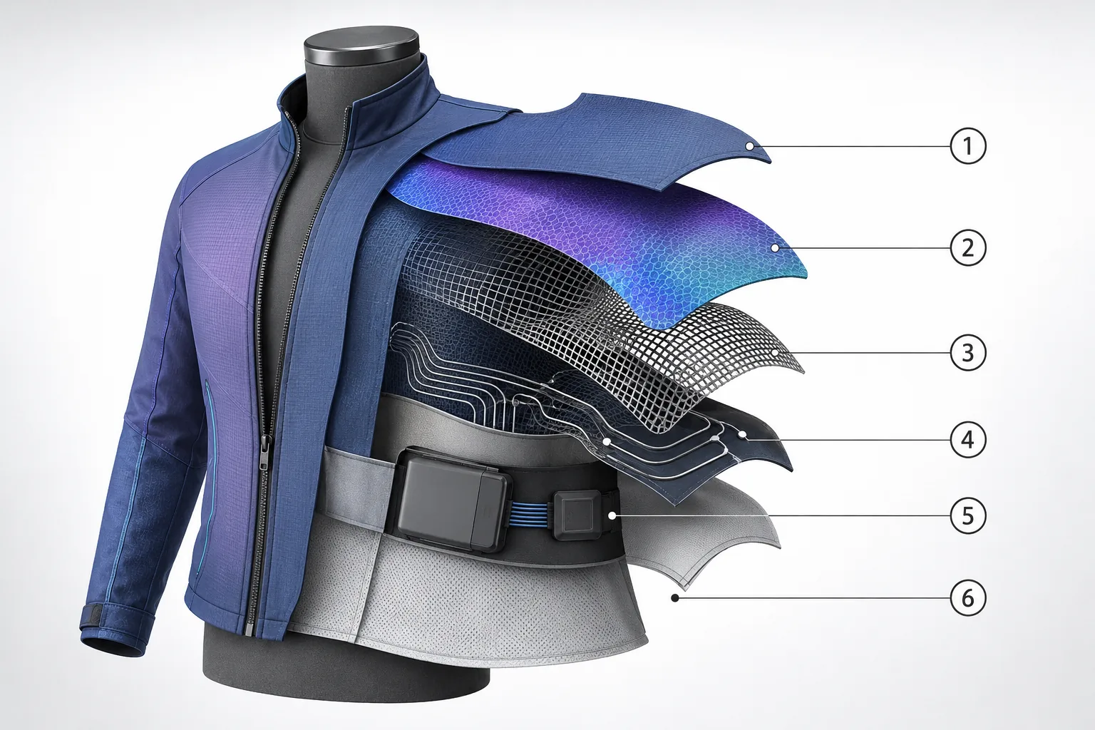 Adaptive Chromatic Garment conceptual system-layer cutaway