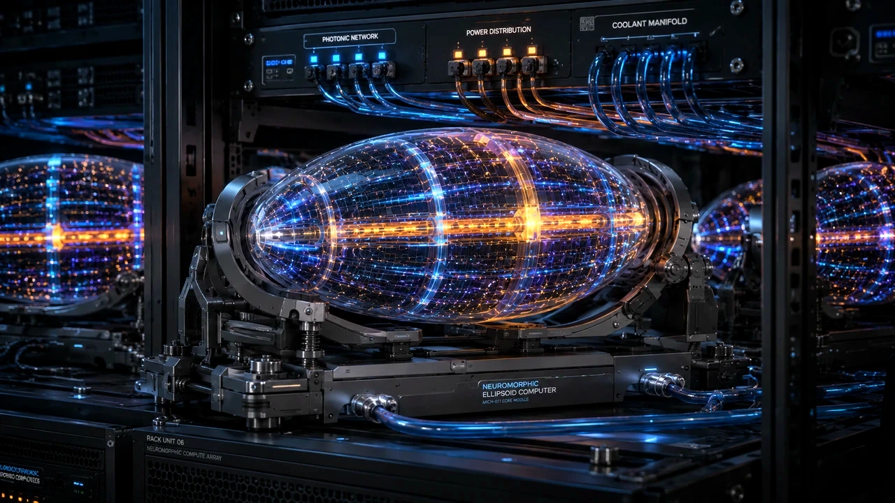 Neuromorphic Ellipsoid Computer engineering rendering