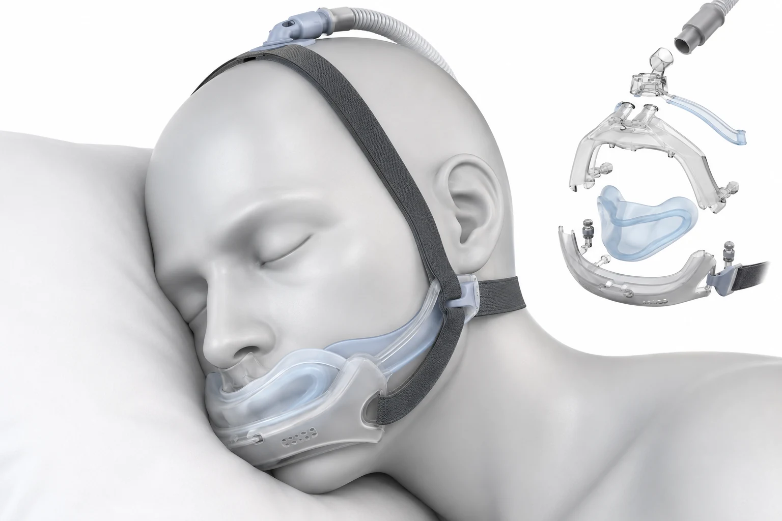 Low-profile lateral-sleep positive-airway-pressure interface concept