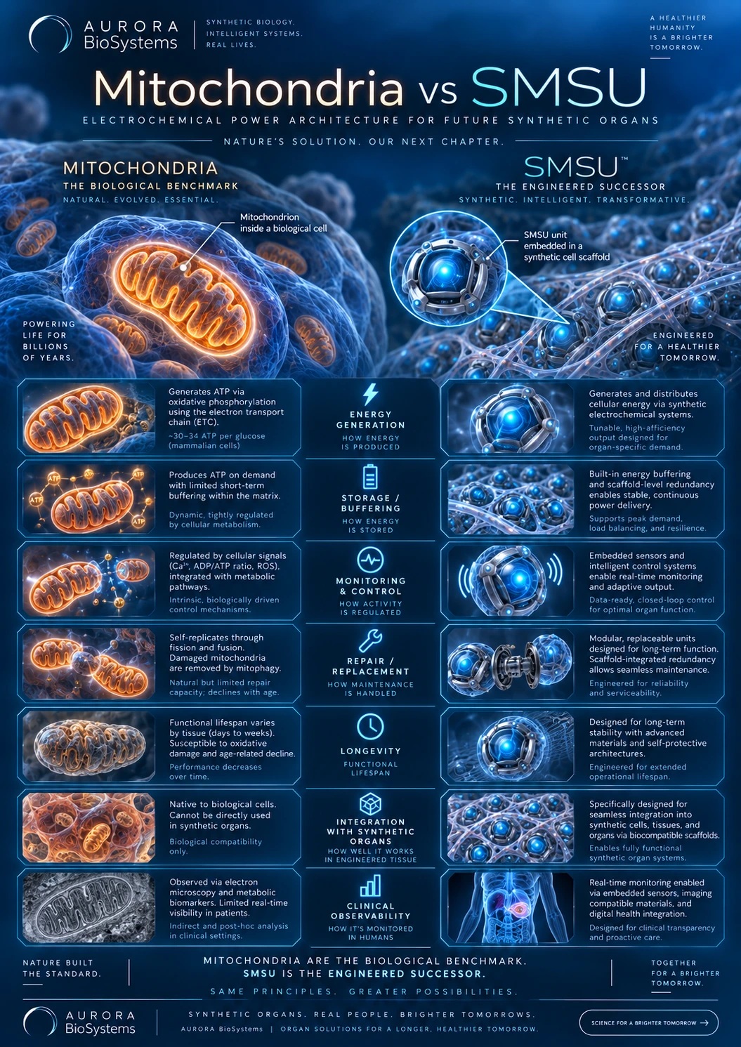 Mitochondria versus SMSU concept comparison