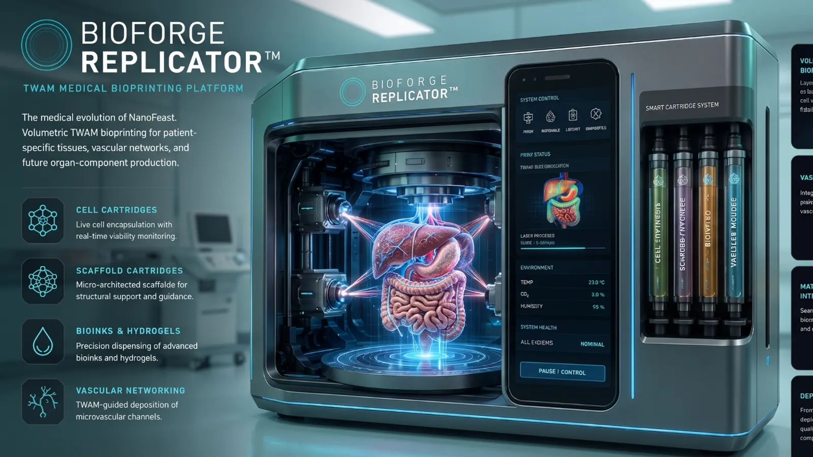 BioForge Replicator concept graphic