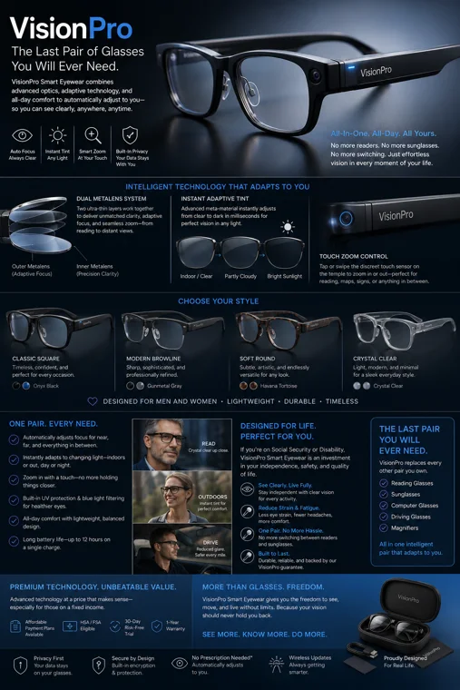Smart Adaptive Eyeglasses concept graphic