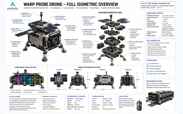 Warp Probe Drone — Full Isometric Overview