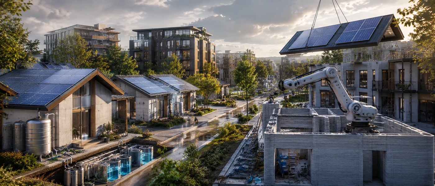 Automated sustainable neighborhood under construction