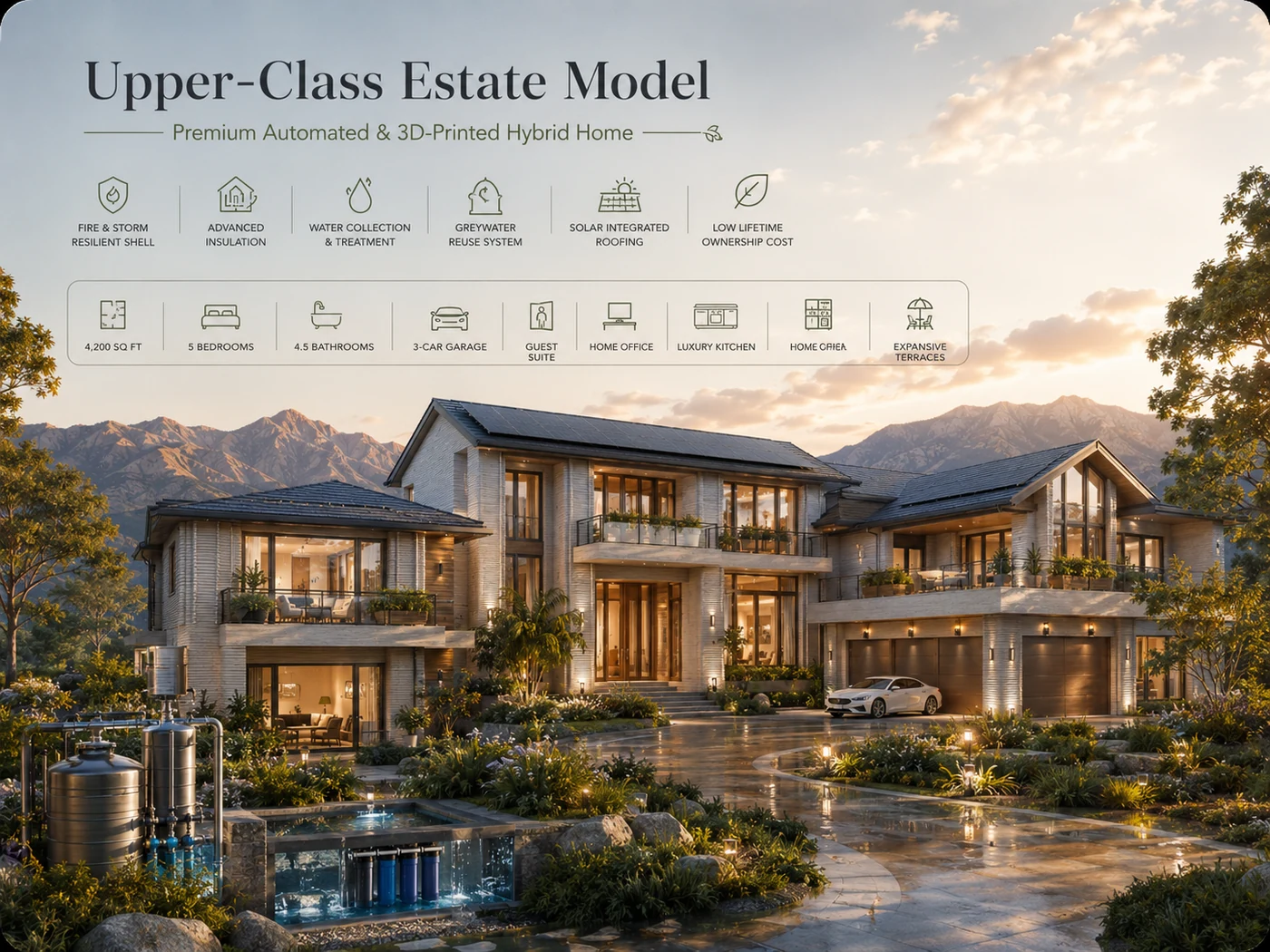Upper-Class Estate Model automated hybrid home