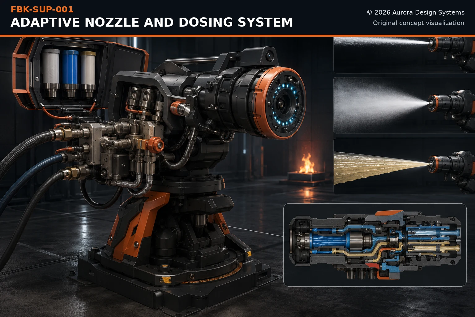 Adaptive Nozzle and Dosing System concept visualization
