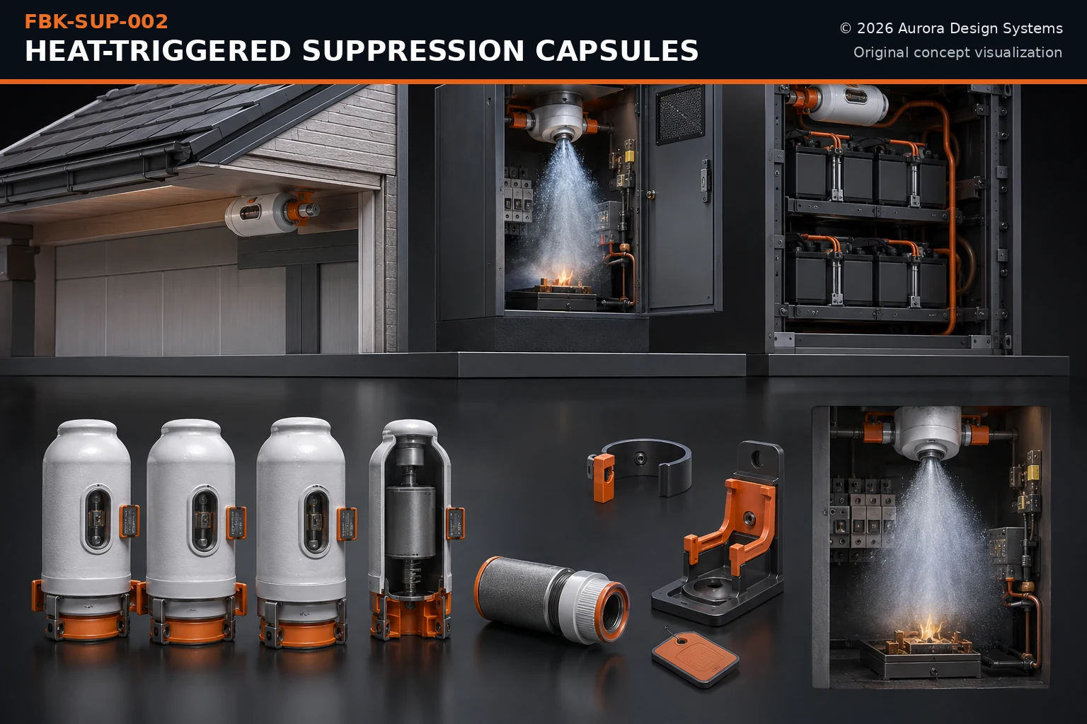 Heat-Triggered Suppression Capsules concept visualization