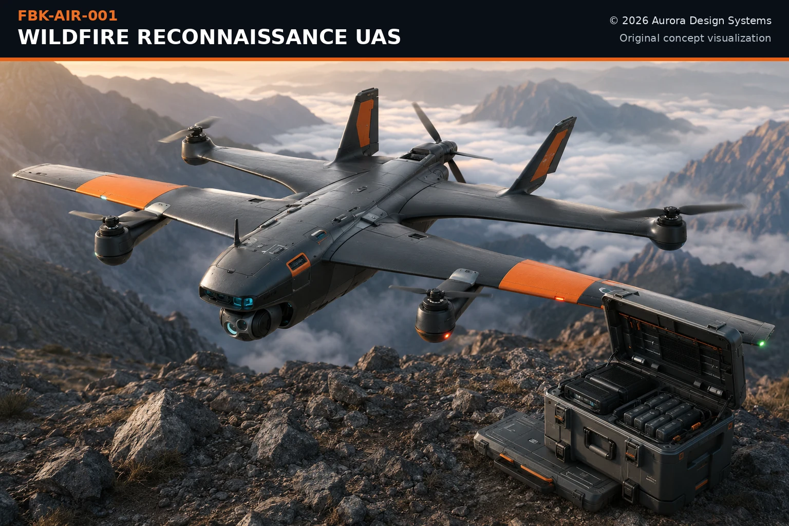 Wildfire Reconnaissance UAS concept visualization