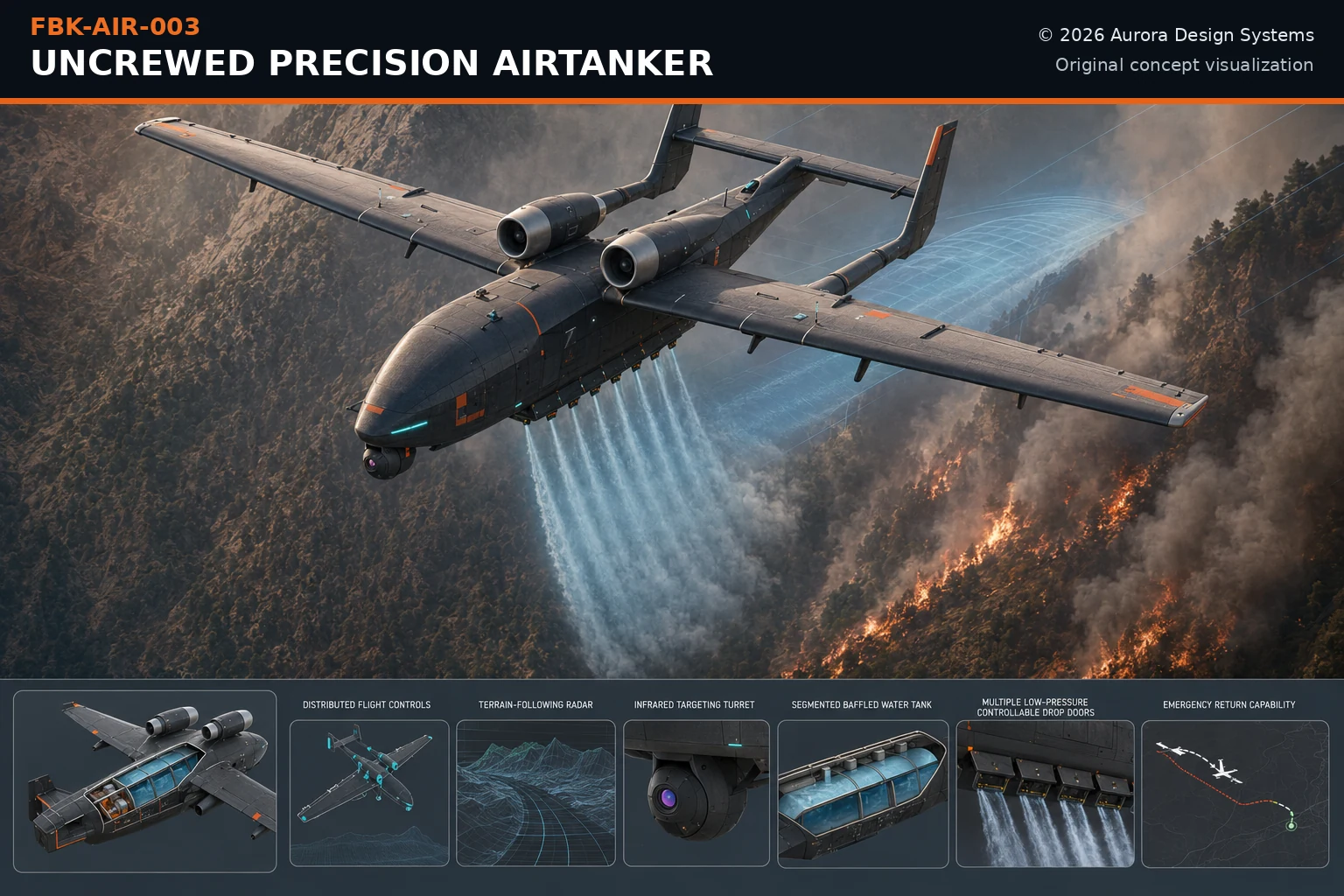 Uncrewed Precision Airtanker concept visualization