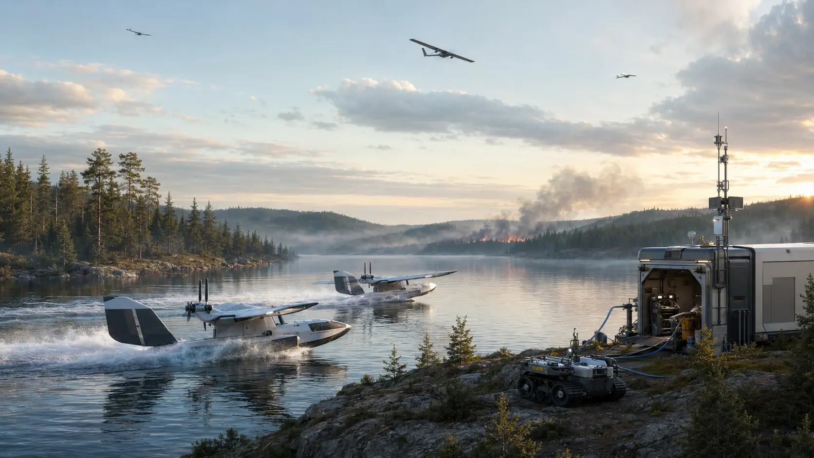 Aircraft and robotic systems responding to a Canadian boreal wildfire