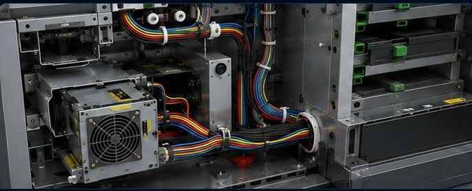 Representative internal ATM cabling and electronics integration.