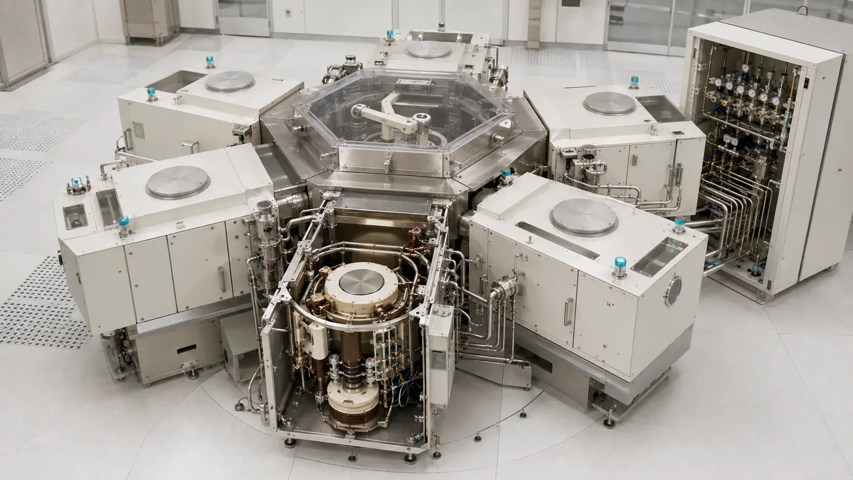 Representative Applied Materials five-chamber semiconductor cluster tool