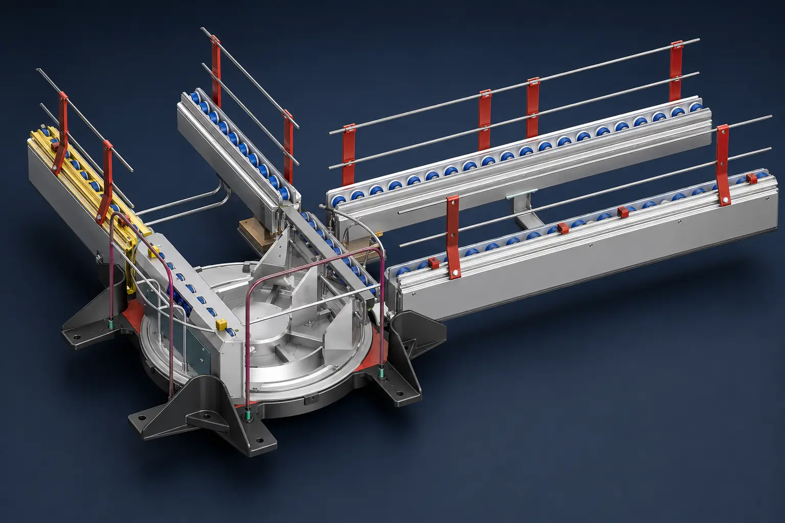 High-resolution rendering of the Asyst linear wafer-transport and rotary-transfer assembly