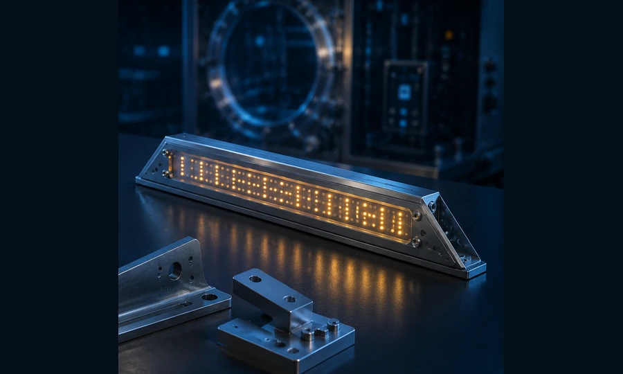 Rendered high-voltage LED status indicator assembly.
